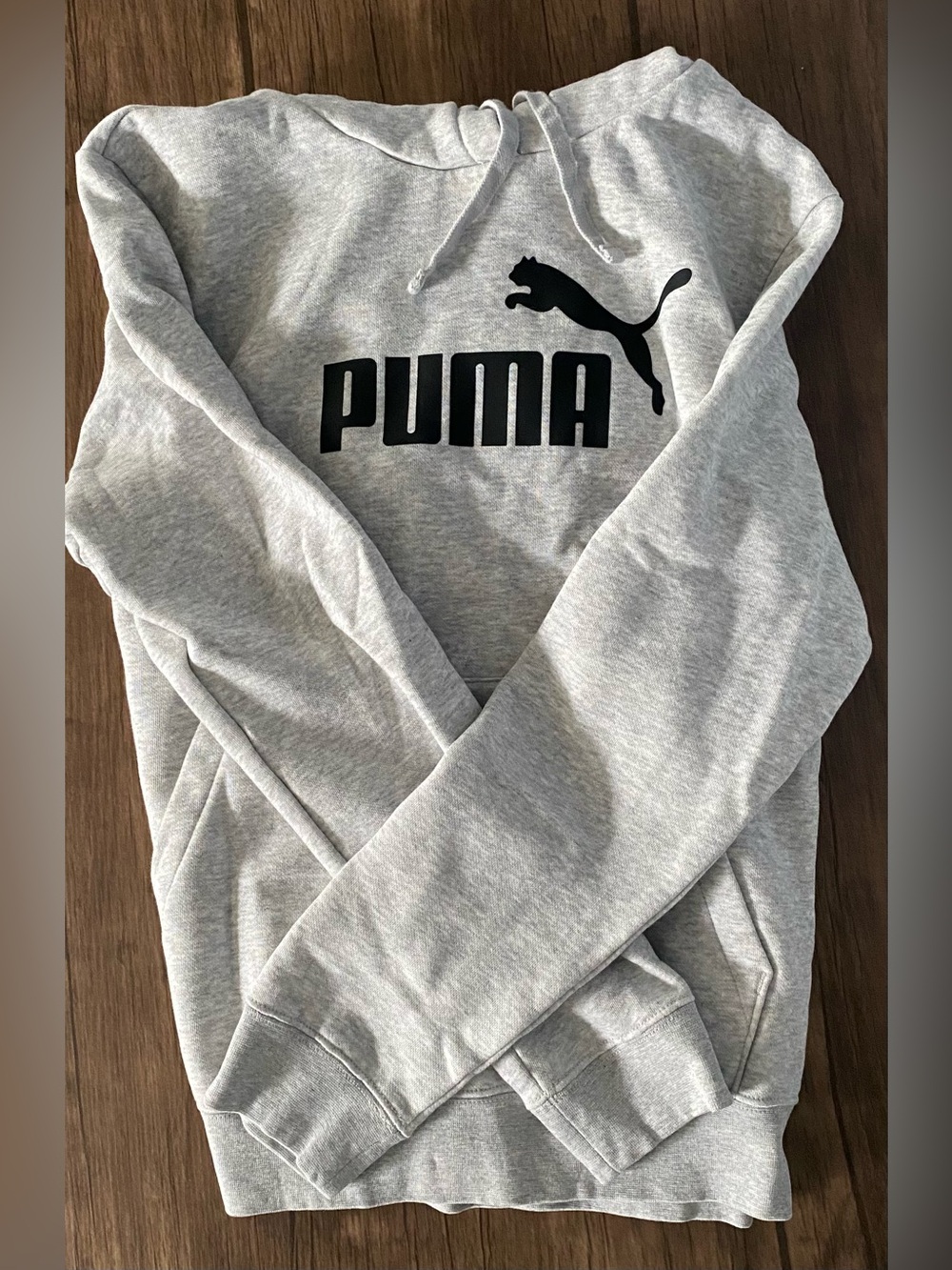Puma Gray Crewneck Hoodie with Black Logo